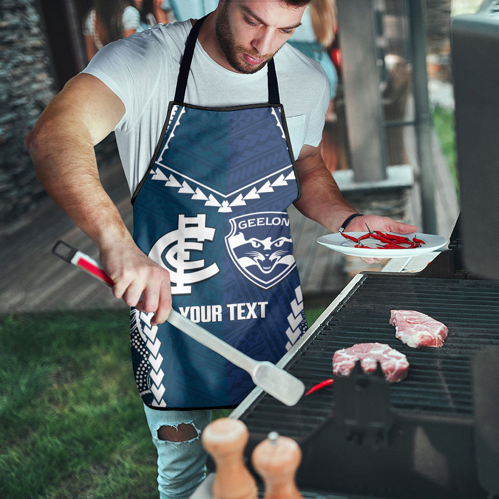Custom Football Cats and Blues Apron 2026 Together Aboriginal Polynesian Pattern