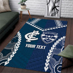 Custom Football Cats and Blues Area Rug 2026 Together Aboriginal Polynesian Pattern