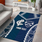 Custom Football Cats and Blues Area Rug 2026 Together Aboriginal Polynesian Pattern