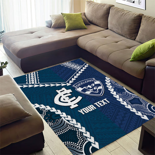 Custom Football Cats and Blues Area Rug 2026 Together Aboriginal Polynesian Pattern