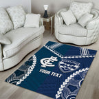 Custom Football Cats and Blues Area Rug 2026 Together Aboriginal Polynesian Pattern
