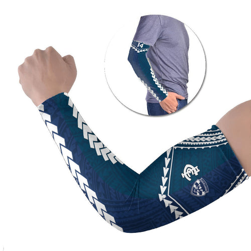 Custom Football Cats and Blues Arm Sleeves 2026 Together Aboriginal Polynesian Pattern