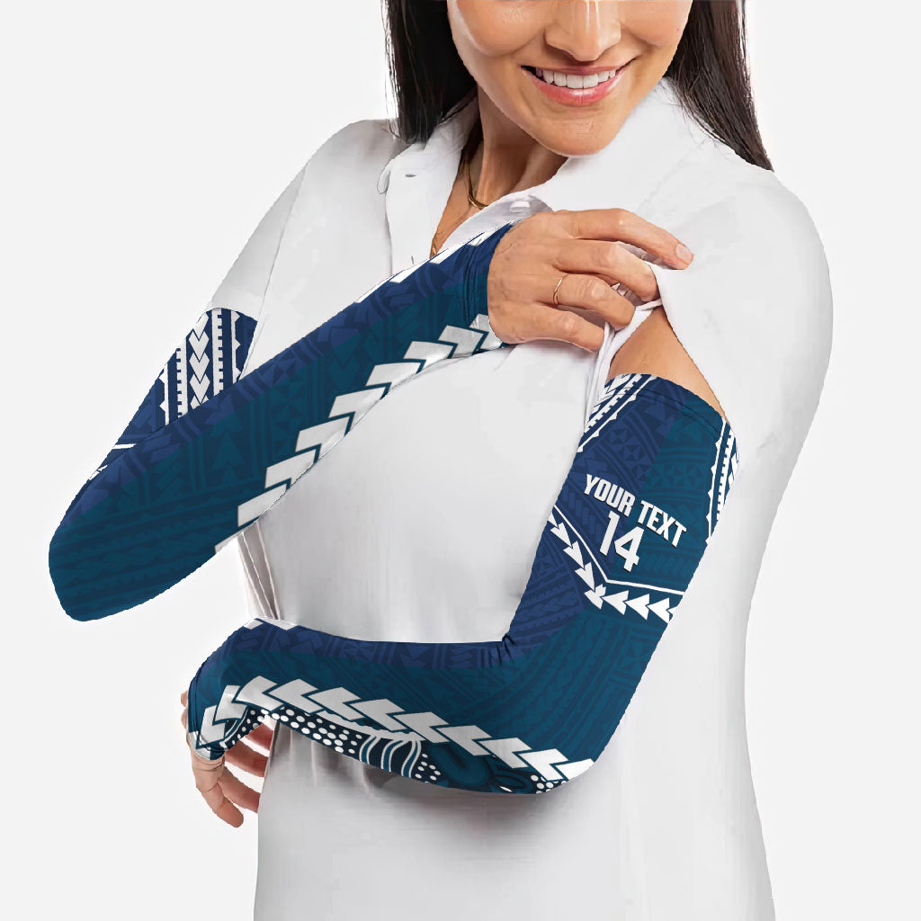 Custom Football Cats and Blues Arm Sleeves 2026 Together Aboriginal Polynesian Pattern
