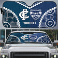 Custom Football Cats and Blues Auto Sun Shade 2026 Together Aboriginal Polynesian Pattern
