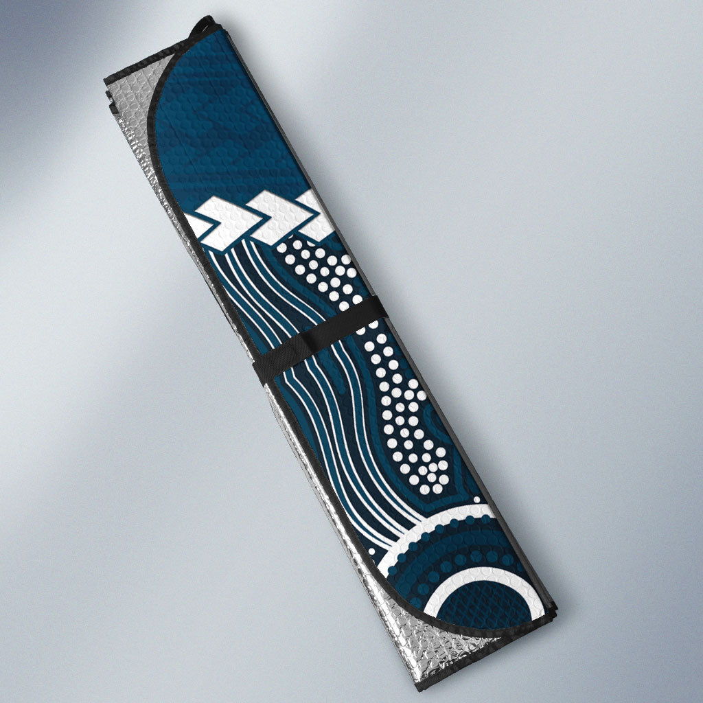Custom Football Cats and Blues Auto Sun Shade 2026 Together Aboriginal Polynesian Pattern
