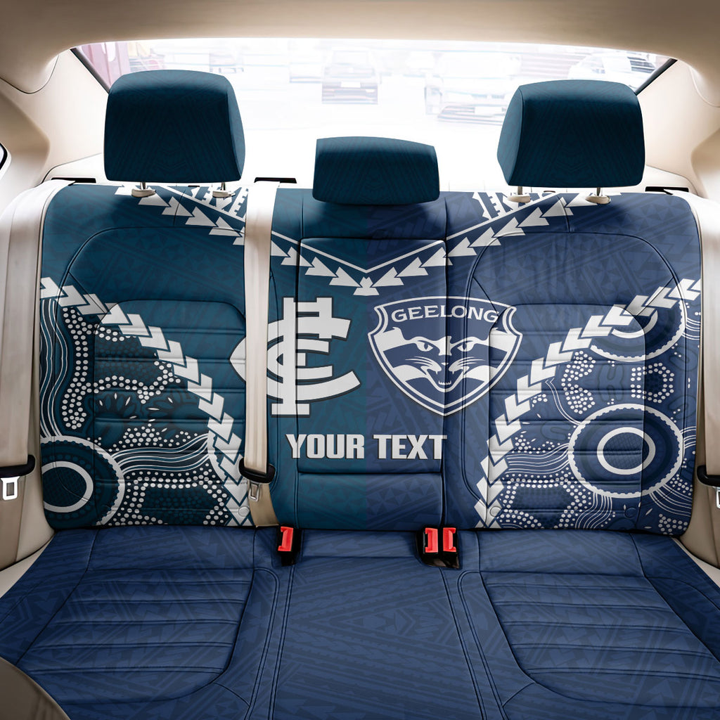 Custom Football Cats and Blues Back Car Seat Cover 2026 Together Aboriginal Polynesian Pattern