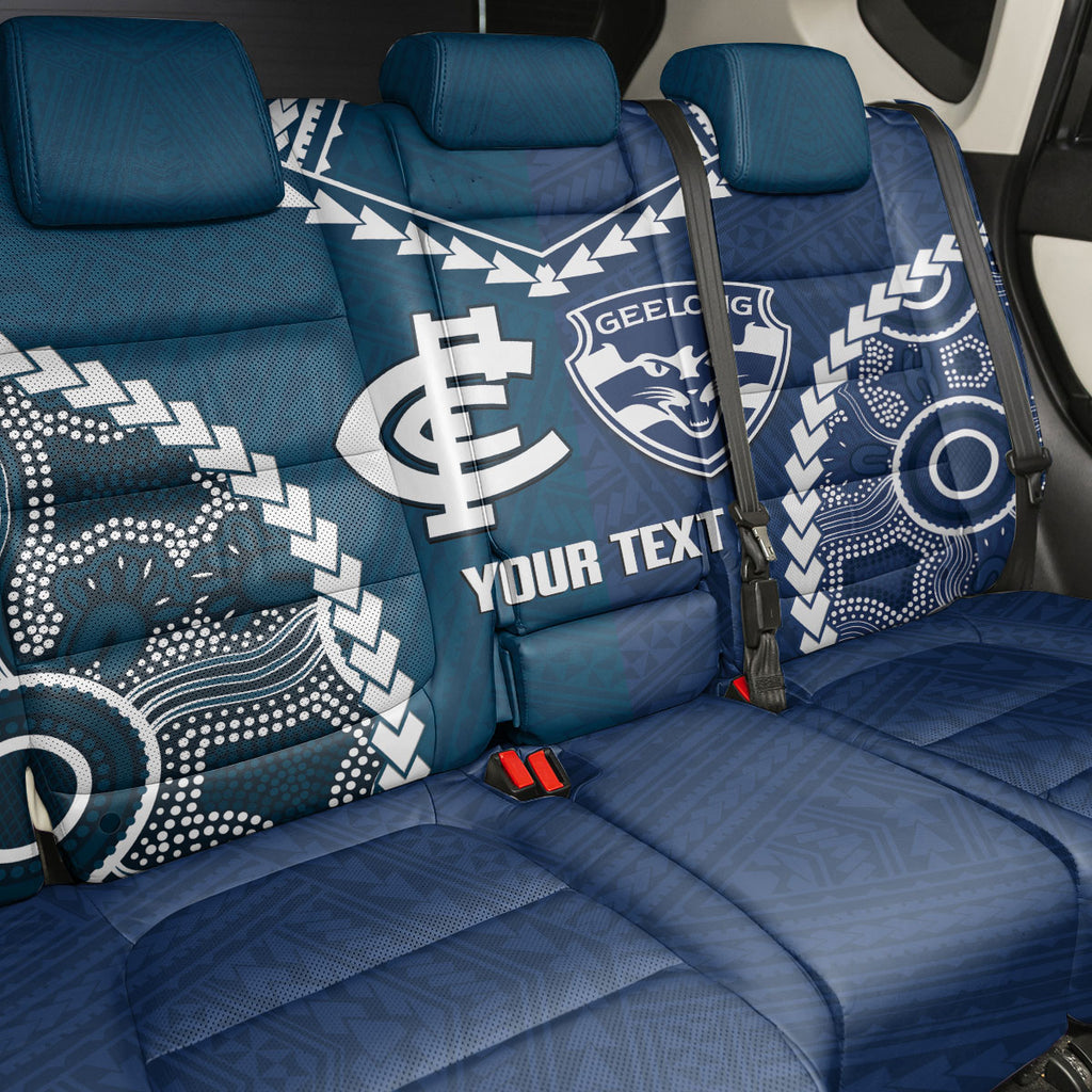Custom Football Cats and Blues Back Car Seat Cover 2026 Together Aboriginal Polynesian Pattern