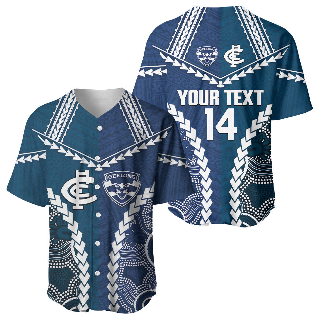 Custom Football Cats and Blues Baseball Jersey 2026 Together Aboriginal Polynesian Pattern