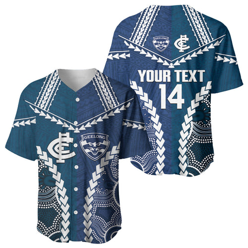 Custom Football Cats and Blues Baseball Jersey 2026 Together Aboriginal Polynesian Pattern
