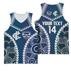 Custom Football Cats and Blues Basketball Jersey 2026 Together Aboriginal Polynesian Pattern