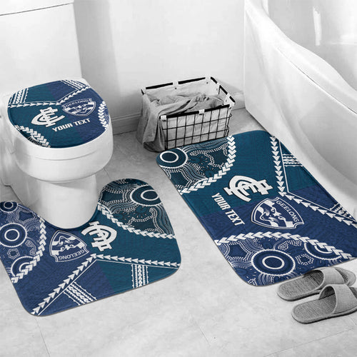 Custom Football Cats and Blues Bathroom Set 2026 Together Aboriginal Polynesian Pattern