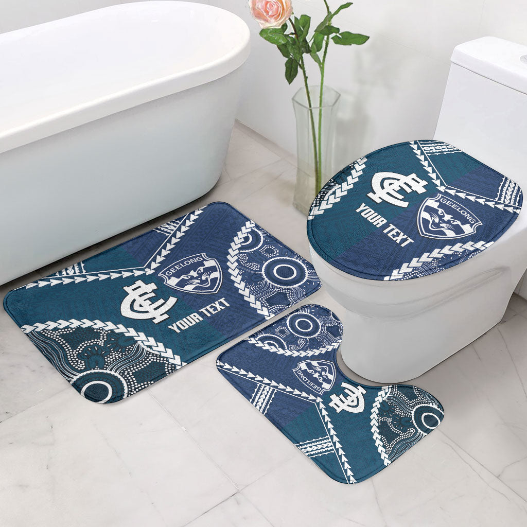 Custom Football Cats and Blues Bathroom Set 2026 Together Aboriginal Polynesian Pattern