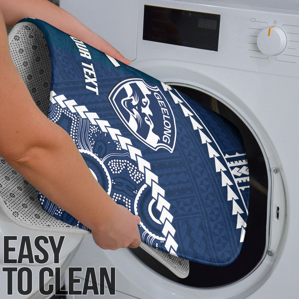 Custom Football Cats and Blues Bathroom Set 2026 Together Aboriginal Polynesian Pattern