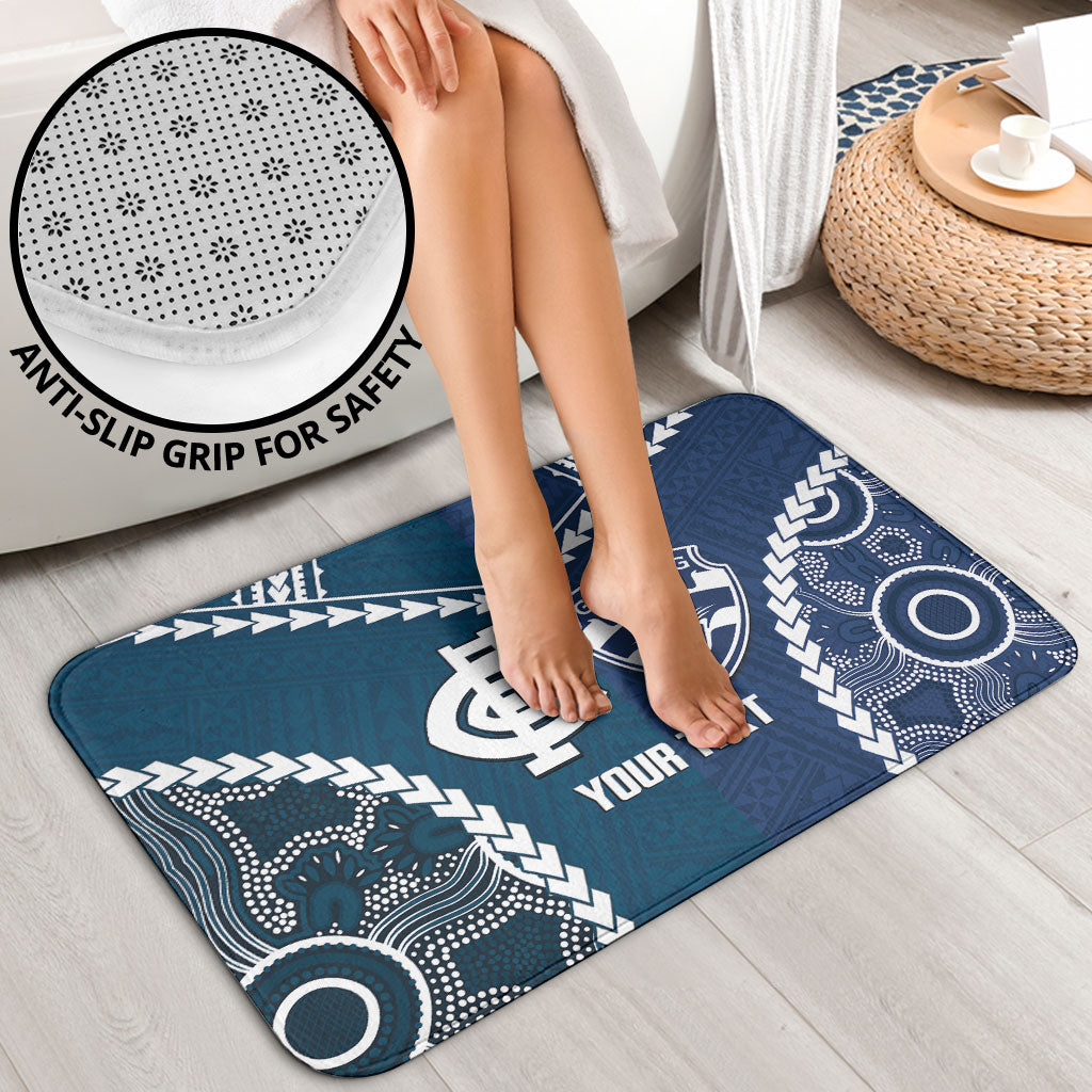 Custom Football Cats and Blues Bathroom Set 2026 Together Aboriginal Polynesian Pattern