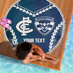 Custom Football Cats and Blues Beach Blanket 2026 Together Aboriginal Polynesian Pattern