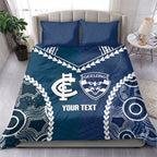 Custom Football Cats and Blues Bedding Set 2026 Together Aboriginal Polynesian Pattern