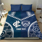 Custom Football Cats and Blues Bedding Set 2026 Together Aboriginal Polynesian Pattern
