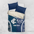 Custom Football Cats and Blues Bedding Set 2026 Together Aboriginal Polynesian Pattern