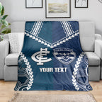 Custom Football Cats and Blues Blanket 2026 Together Aboriginal Polynesian Pattern