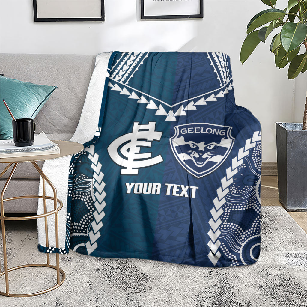 Custom Football Cats and Blues Blanket 2026 Together Aboriginal Polynesian Pattern