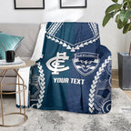 Custom Football Cats and Blues Blanket 2026 Together Aboriginal Polynesian Pattern