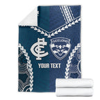 Custom Football Cats and Blues Blanket 2026 Together Aboriginal Polynesian Pattern
