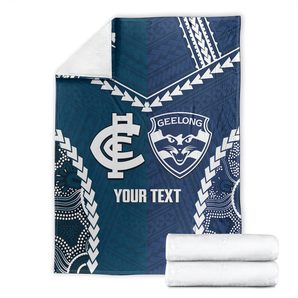 Custom Football Cats and Blues Blanket 2026 Together Aboriginal Polynesian Pattern