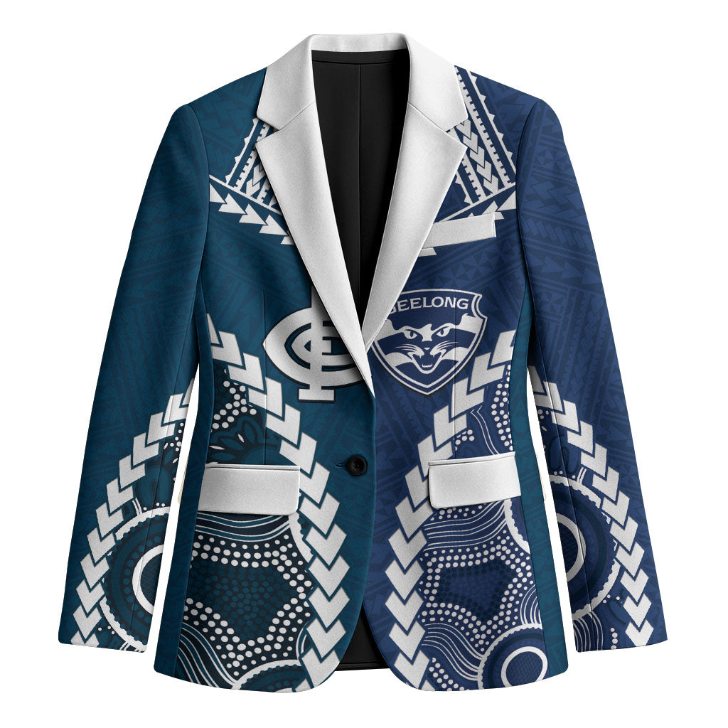 Custom Football Cats and Blues Blazer 2026 Together Aboriginal Polynesian Pattern