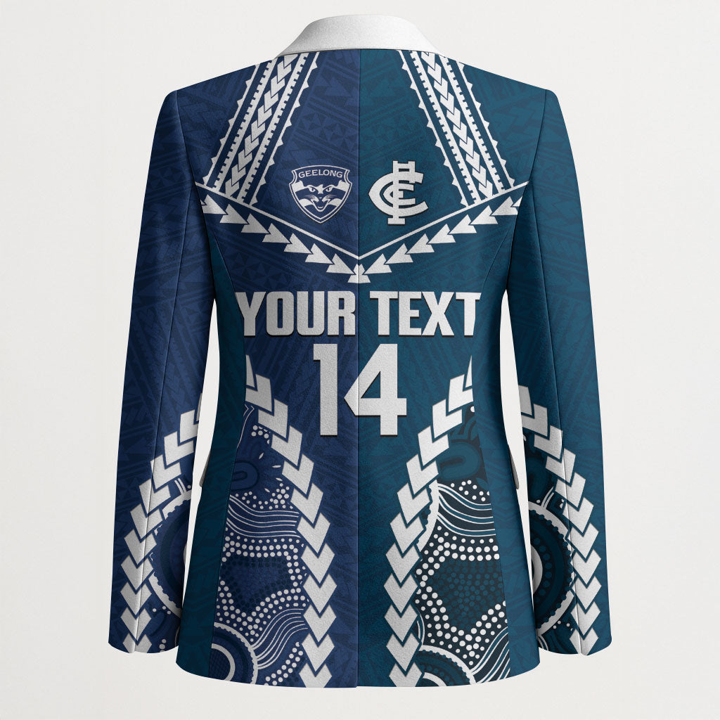 Custom Football Cats and Blues Blazer 2026 Together Aboriginal Polynesian Pattern