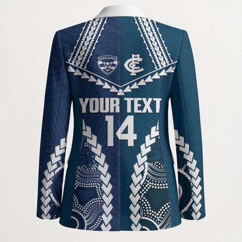Custom Football Cats and Blues Blazer 2026 Together Aboriginal Polynesian Pattern