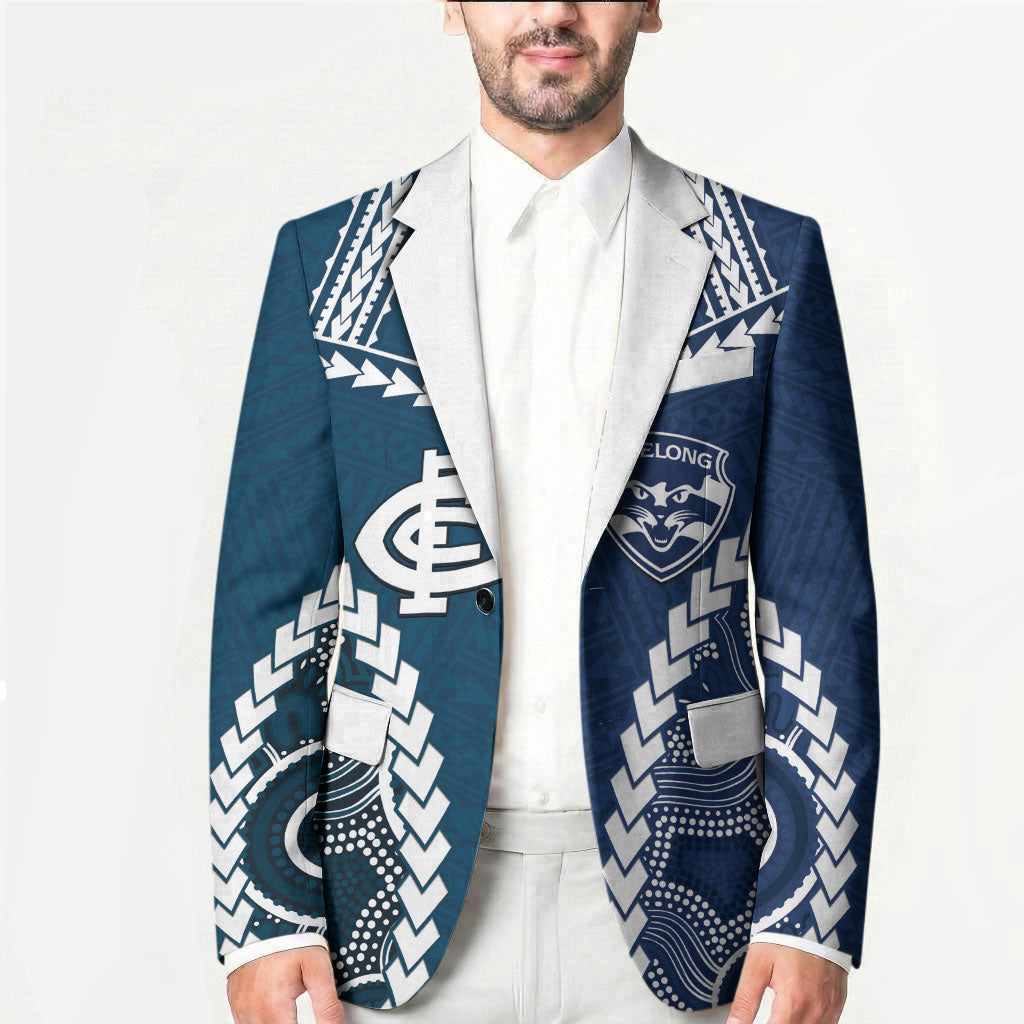 Custom Football Cats and Blues Blazer 2026 Together Aboriginal Polynesian Pattern
