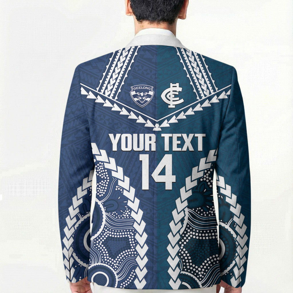 Custom Football Cats and Blues Blazer 2026 Together Aboriginal Polynesian Pattern