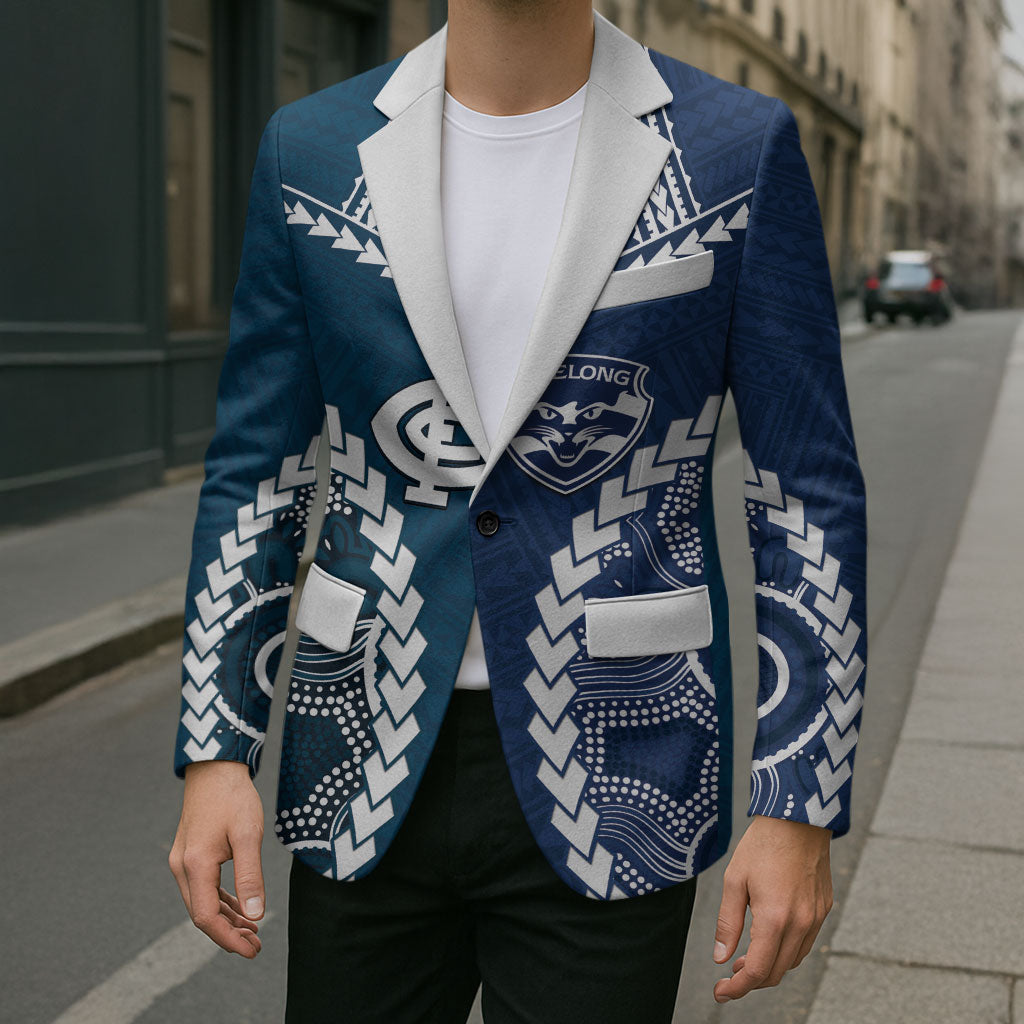 Custom Football Cats and Blues Blazer 2026 Together Aboriginal Polynesian Pattern