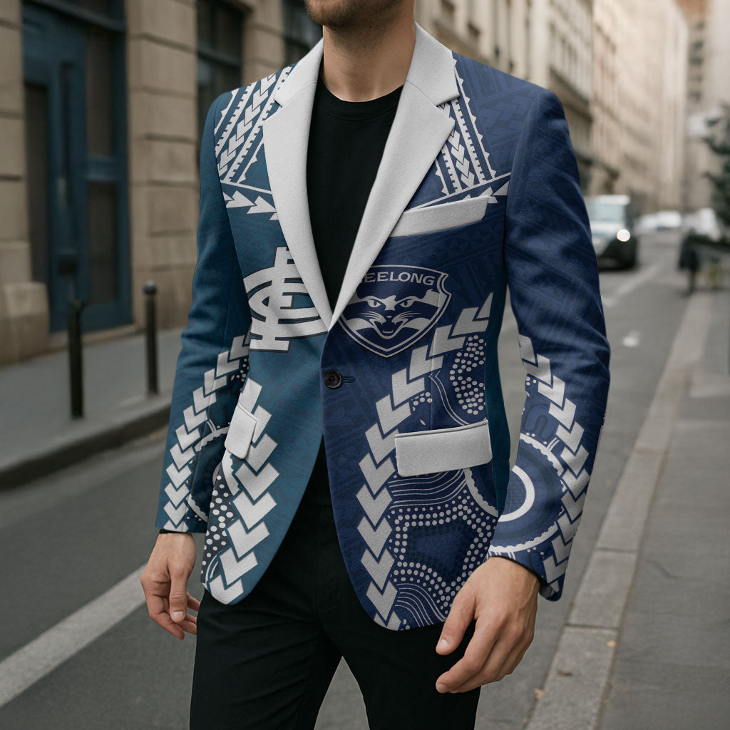 Custom Football Cats and Blues Blazer 2026 Together Aboriginal Polynesian Pattern