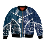 Custom Football Cats and Blues Bomber Jacket 2026 Together Aboriginal Polynesian Pattern
