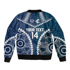 Custom Football Cats and Blues Bomber Jacket 2026 Together Aboriginal Polynesian Pattern