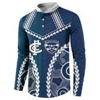 Custom Football Cats and Blues Button Sweatshirt 2026 Together Aboriginal Polynesian Pattern