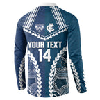 Custom Football Cats and Blues Button Sweatshirt 2026 Together Aboriginal Polynesian Pattern