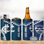 Custom Football Cats and Blues 4 in 1 Can Cooler Tumbler 2026 Together Aboriginal Polynesian Pattern