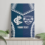 Custom Football Cats and Blues Canvas Wall Art 2026 Together Aboriginal Polynesian Pattern
