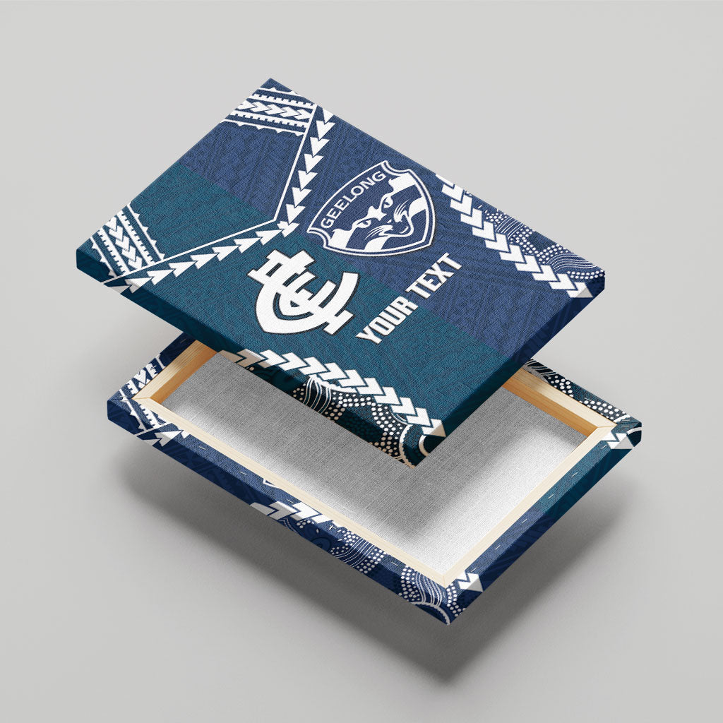 Custom Football Cats and Blues Canvas Wall Art 2026 Together Aboriginal Polynesian Pattern