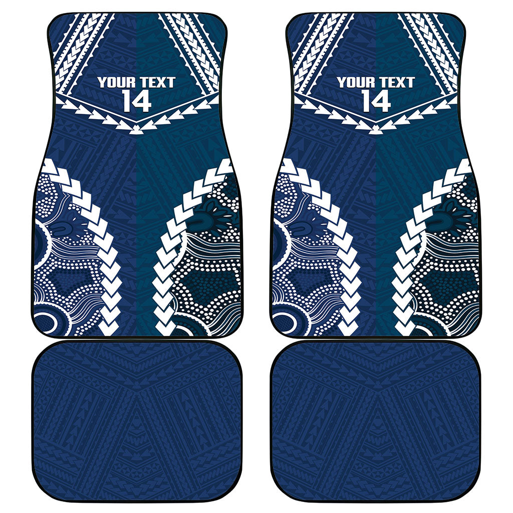 Custom Football Cats and Blues Car Mats 2026 Together Aboriginal Polynesian Pattern