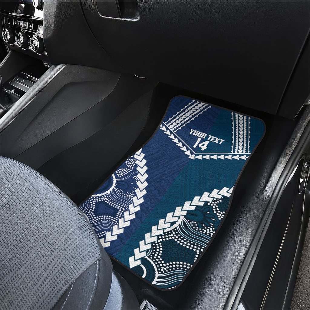 Custom Football Cats and Blues Car Mats 2026 Together Aboriginal Polynesian Pattern