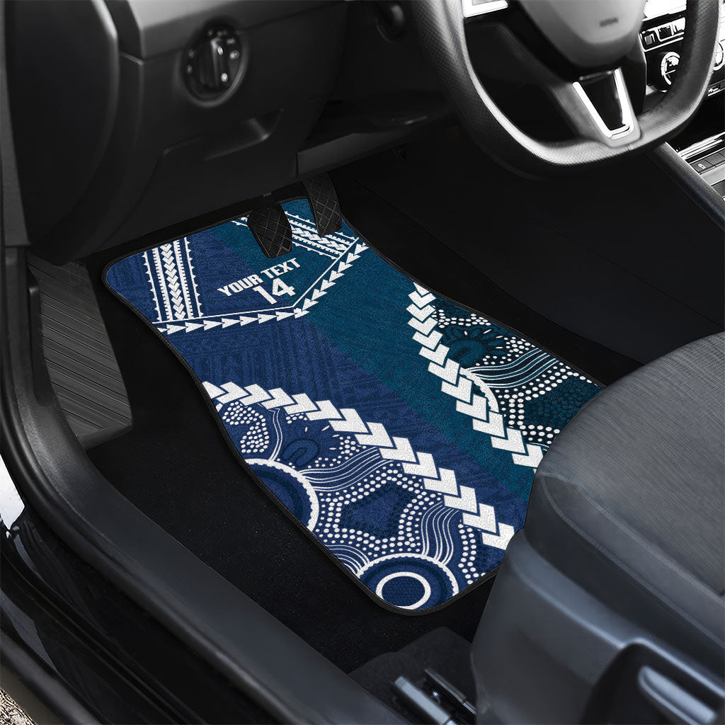 Custom Football Cats and Blues Car Mats 2026 Together Aboriginal Polynesian Pattern