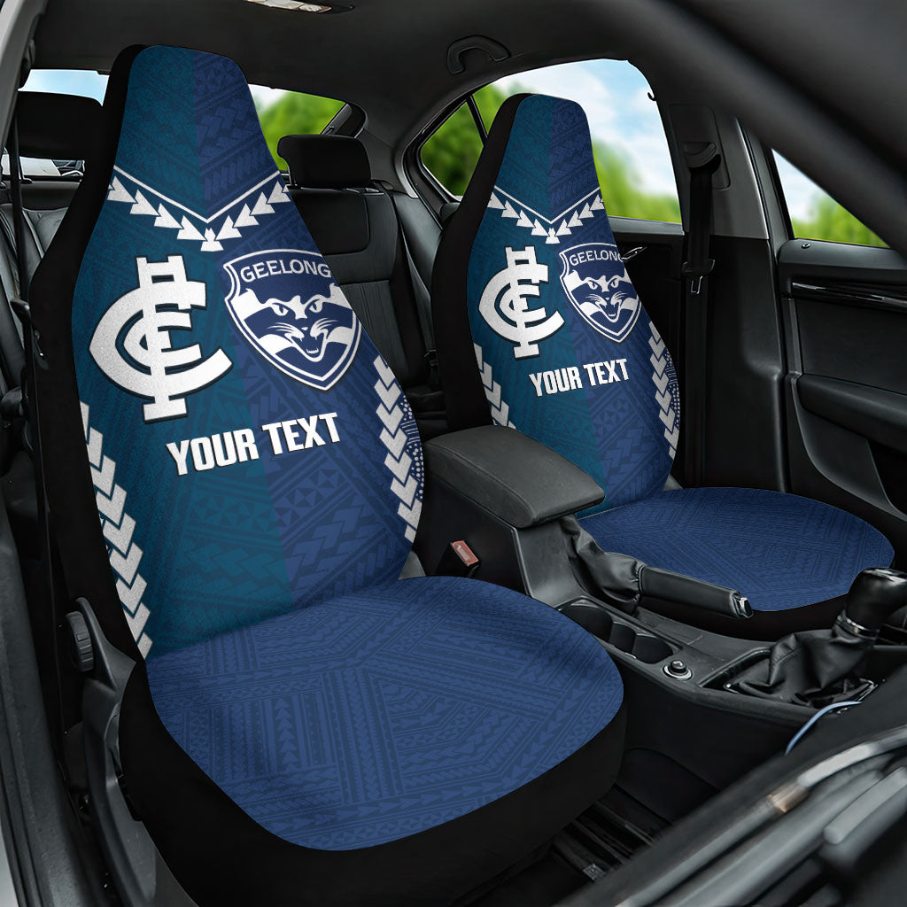 Custom Football Cats and Blues Car Seat Cover 2026 Together Aboriginal Polynesian Pattern