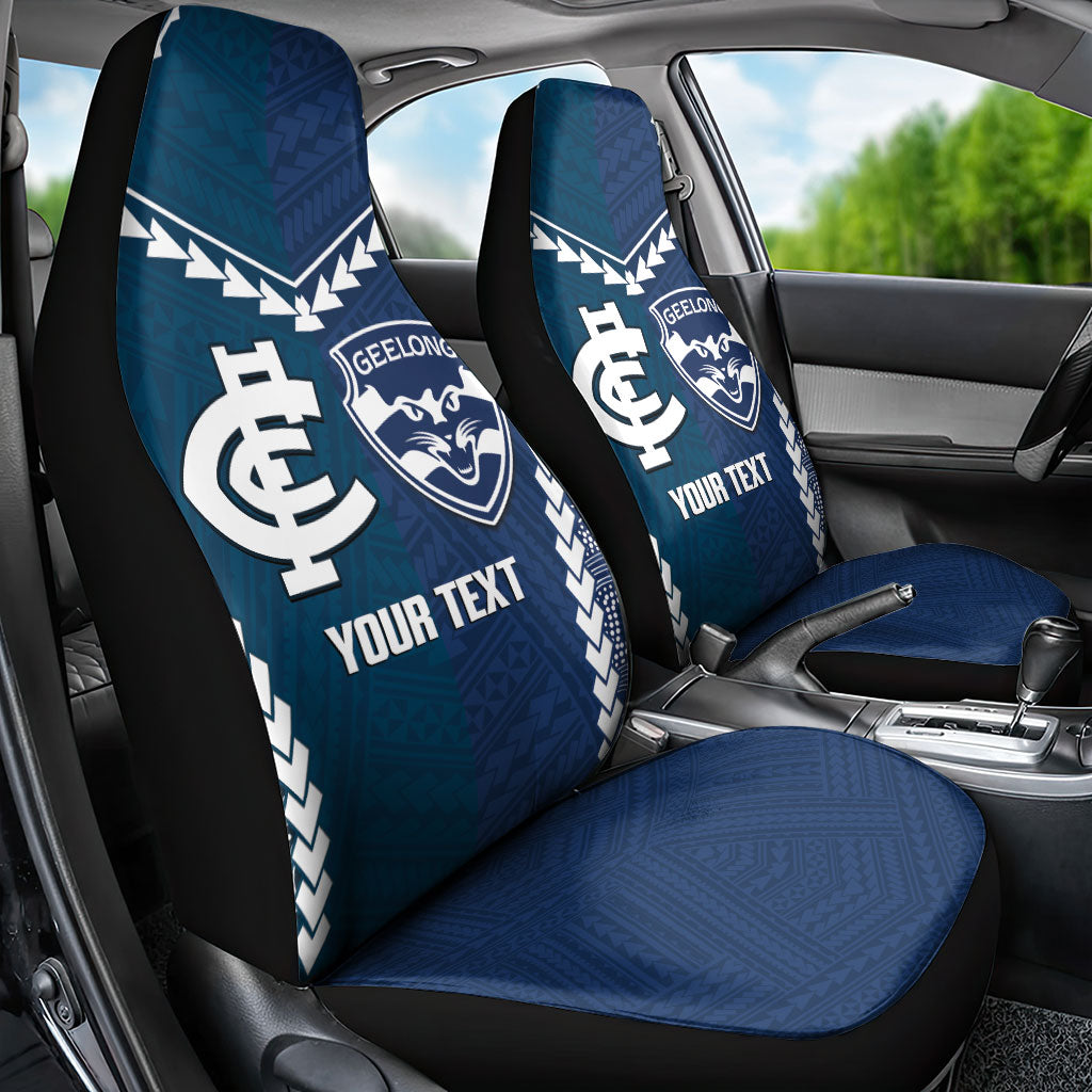 Custom Football Cats and Blues Car Seat Cover 2026 Together Aboriginal Polynesian Pattern