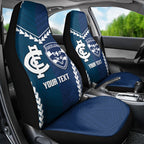 Custom Football Cats and Blues Car Seat Cover 2026 Together Aboriginal Polynesian Pattern