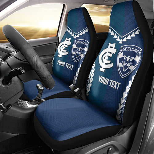 Custom Football Cats and Blues Car Seat Cover 2026 Together Aboriginal Polynesian Pattern