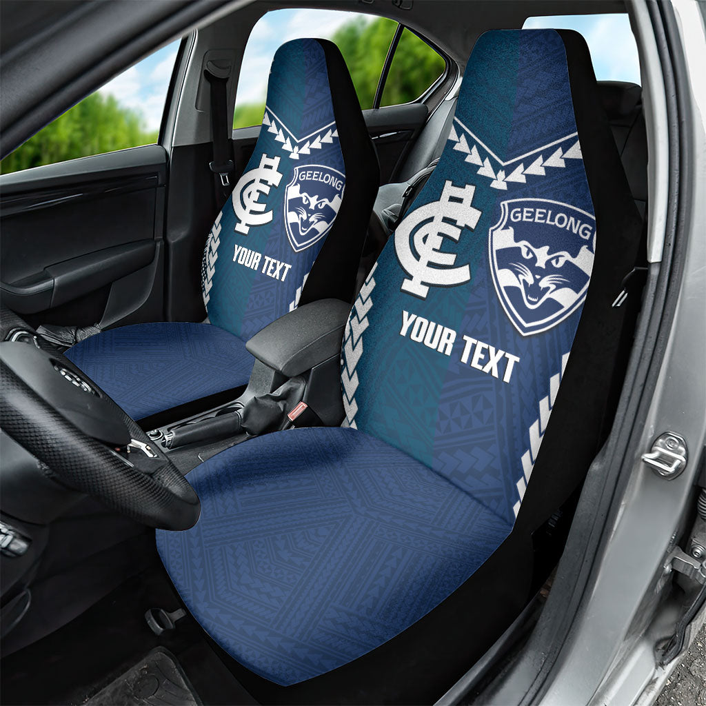 Custom Football Cats and Blues Car Seat Cover 2026 Together Aboriginal Polynesian Pattern
