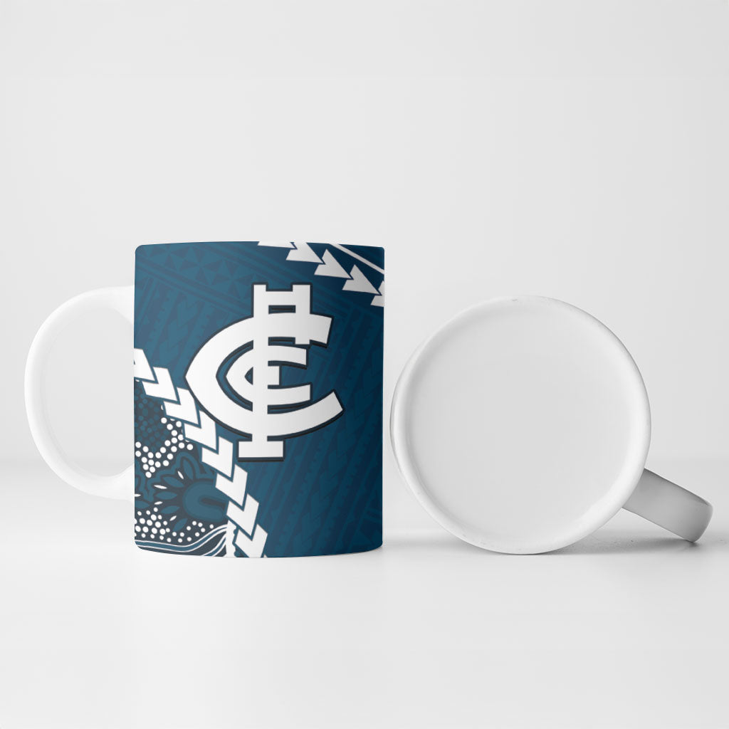 Custom Football Cats and Blues Ceramic Mug 2026 Together Aboriginal Polynesian Pattern